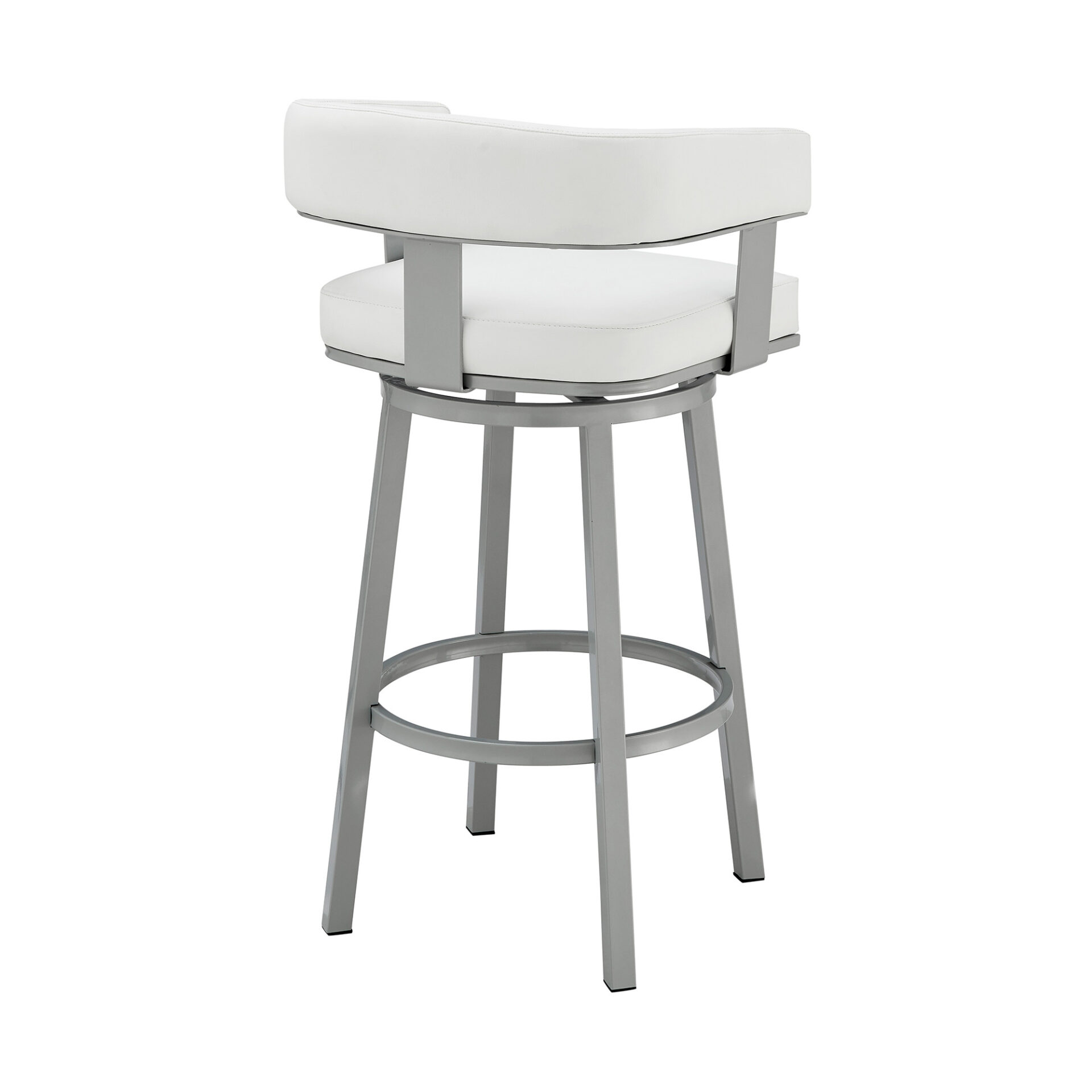 38 Inch White Faux Leather Swivel Low Back Bar Stool 5 38 Inch White Faux Leather Swivel Low Back Bar Stool - Image 5