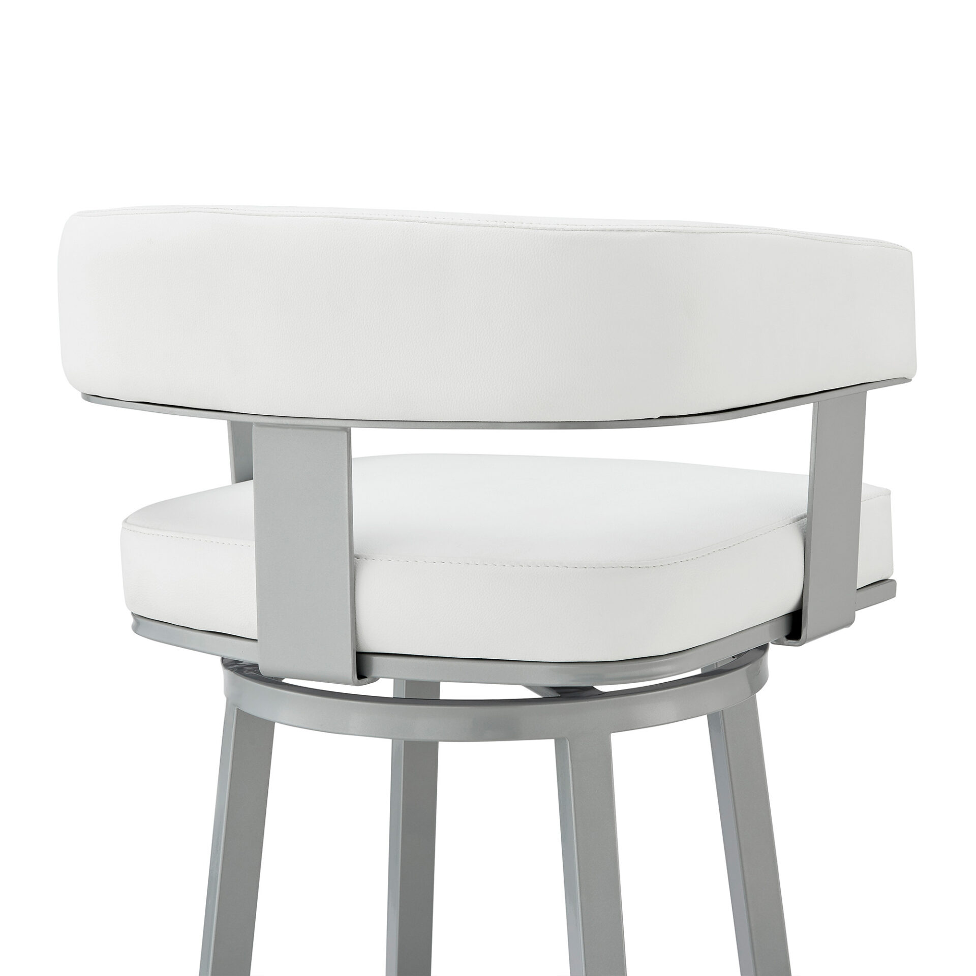 38 Inch White Faux Leather Swivel Low Back Bar Stool 9 38 Inch White Faux Leather Swivel Low Back Bar Stool - Image 9