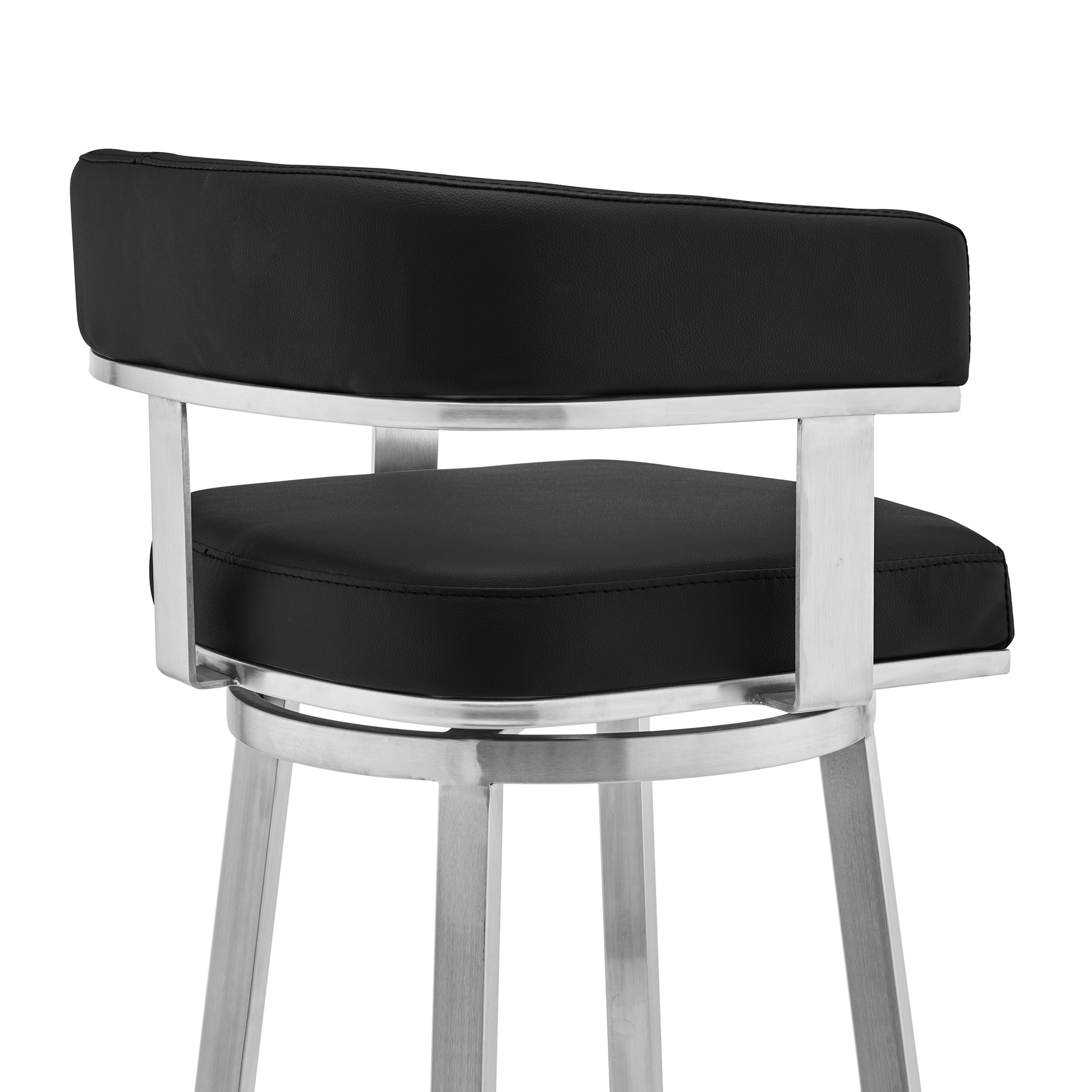 26 Inch Black Faux Leather Swivel Bar Stool With Arms 6 26 Inch Black Faux Leather Swivel Bar Stool With Arms - Image 6
