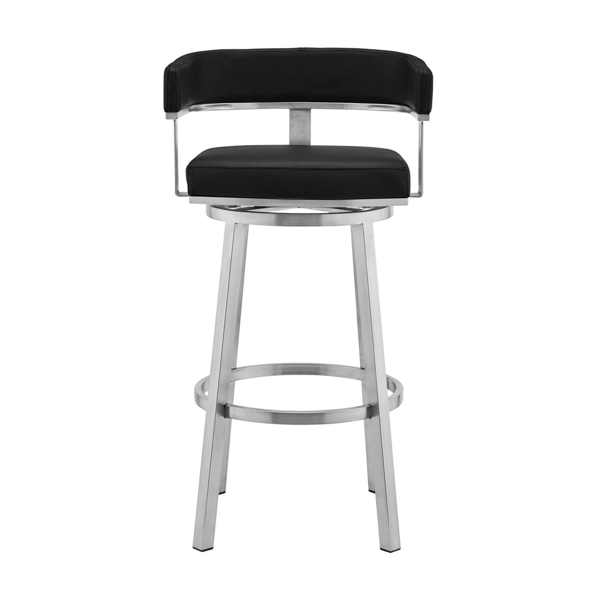 30 Inch Black and Silver Swivel Low Back Bar Stool 3 30 Inch Black and Silver Swivel Low Back Bar Stool - Image 3