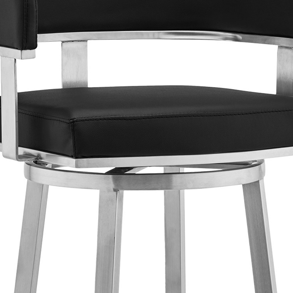 30 Inch Black and Silver Swivel Low Back Bar Stool 8 30 Inch Black and Silver Swivel Low Back Bar Stool - Image 8