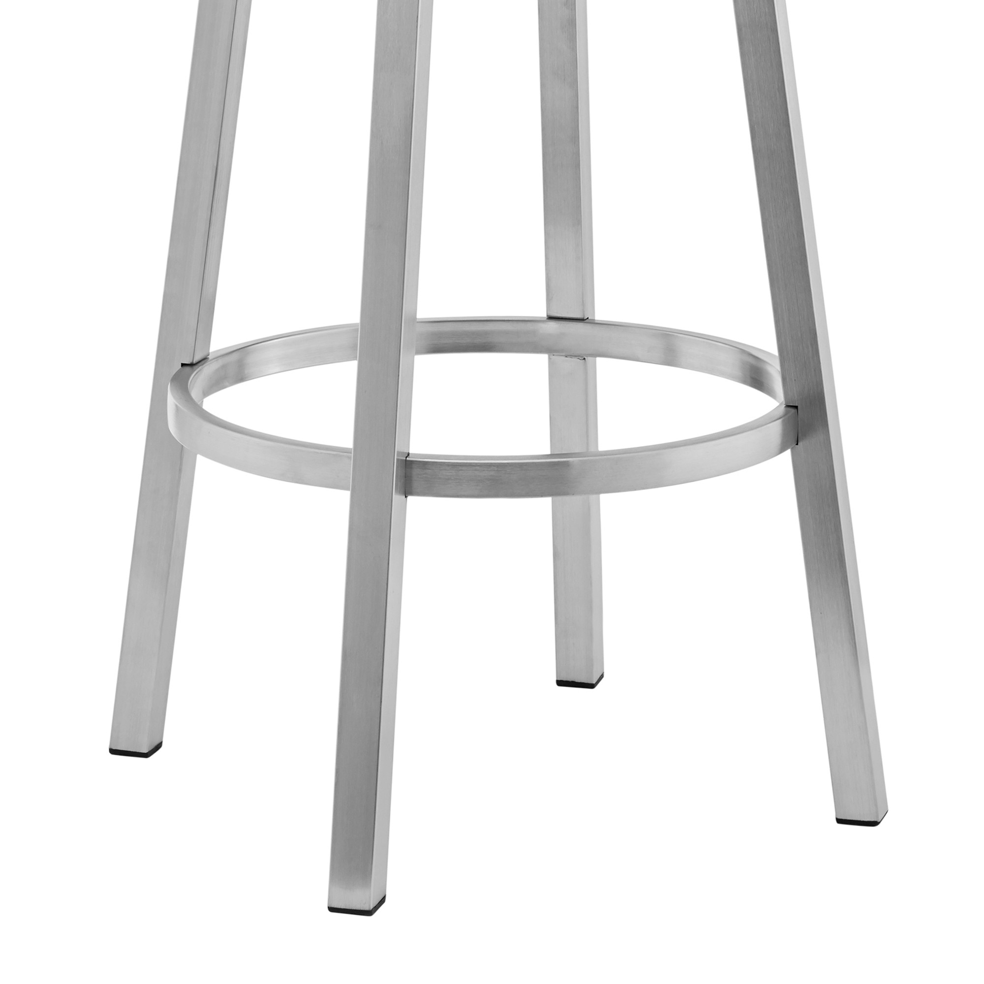 26" Gray Faux Leather Swivel Low Back Bar Stool with Footrest 3 26" Gray Faux Leather Swivel Low Back Bar Stool with Footrest - Image 3