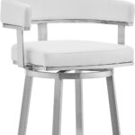 30-Inch White and Silver Swivel Faux Leather Bar Stool 16 30-Inch White and Silver Swivel Faux Leather Bar Stool