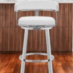 30-Inch White and Silver Swivel Faux Leather Bar Stool 9 30-Inch White and Silver Swivel Faux Leather Bar Stool