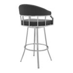 40" Gray Faux Leather and Iron Swivel Bar Stool