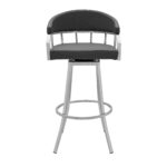 40" Gray Faux Leather and Iron Swivel Bar Stool