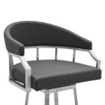 40" Gray Faux Leather and Iron Swivel Bar Stool