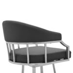 40" Gray Faux Leather and Iron Swivel Bar Stool
