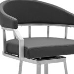 40" Gray Faux Leather and Iron Swivel Bar Stool