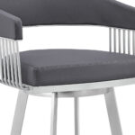 25 Inch Slate Gray Swivel Bar Stool With Armrests
