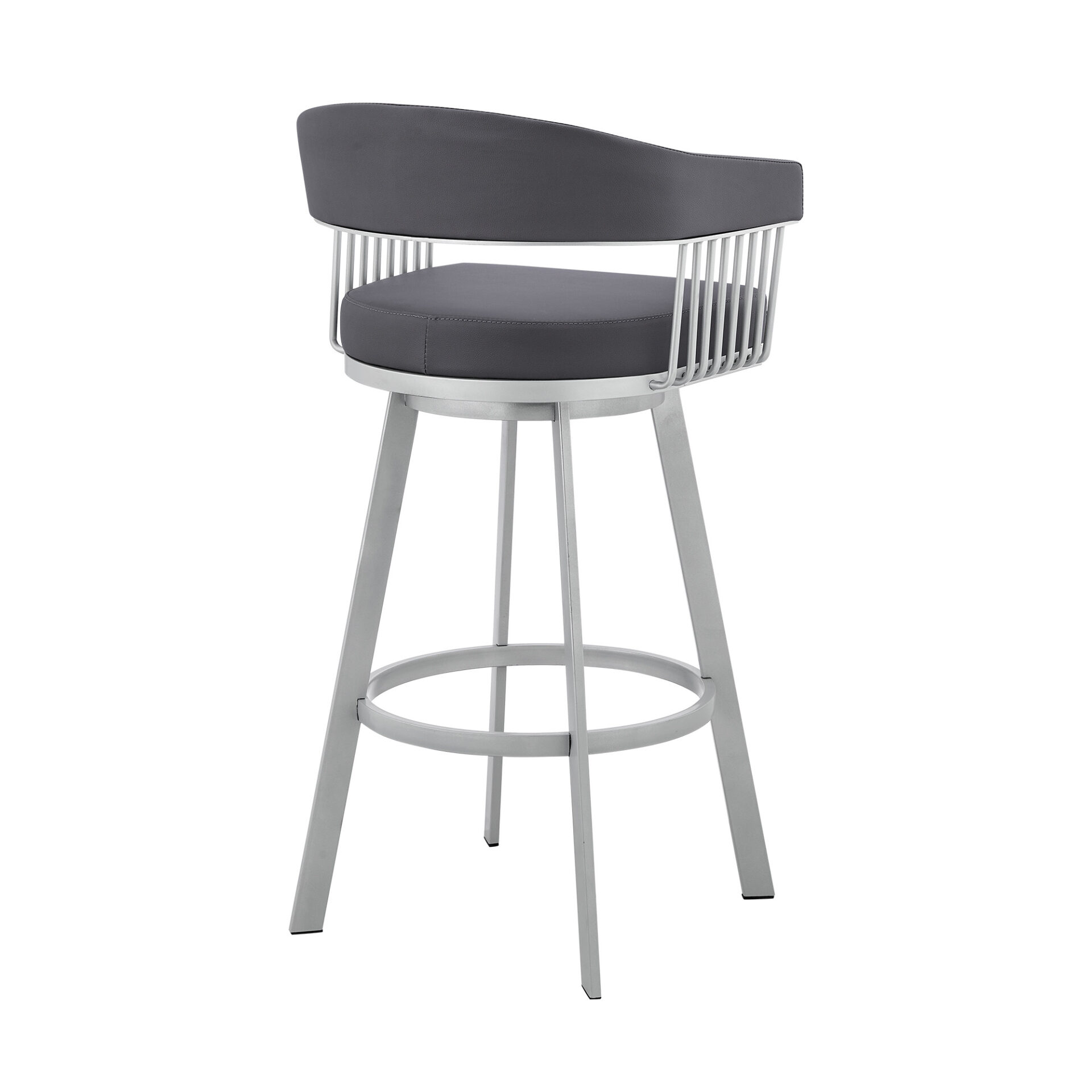 29 Inch Slate Gray Swivel Bar Stool with Low Back 5 29 Inch Slate Gray Swivel Bar Stool with Low Back - Image 5