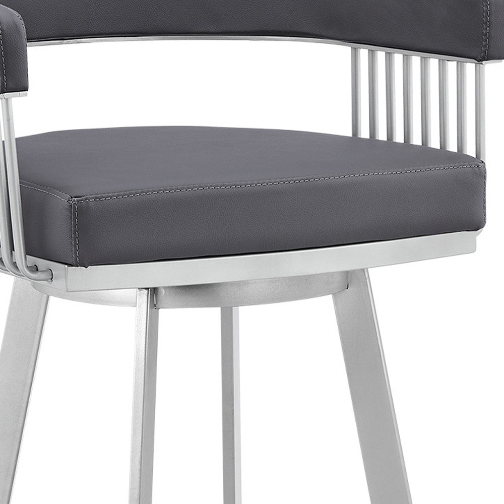 29 Inch Slate Gray Swivel Bar Stool with Low Back 8 29 Inch Slate Gray Swivel Bar Stool with Low Back - Image 8