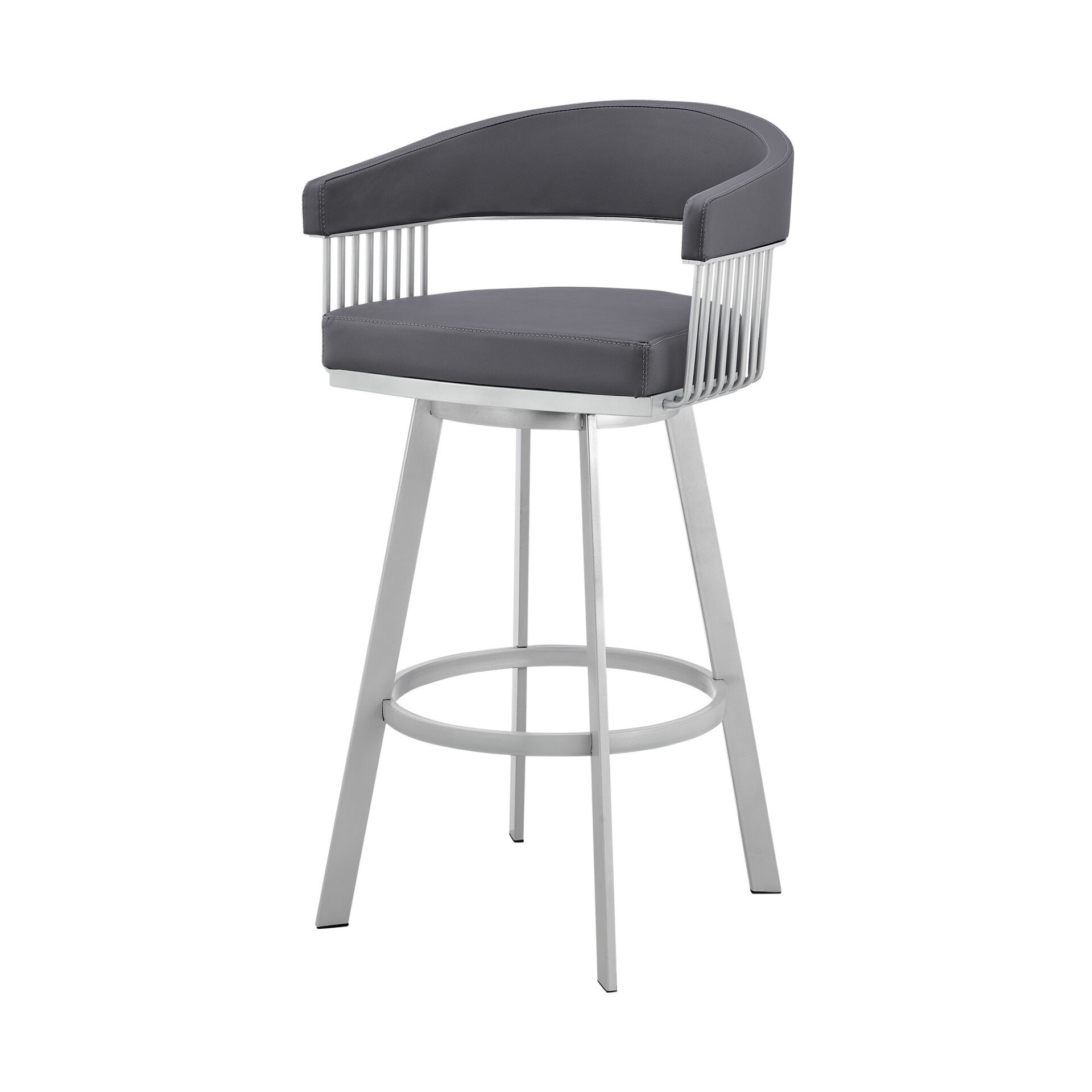 29 Inch Slate Gray Swivel Bar Stool with Low Back 7 29 Inch Slate Gray Swivel Bar Stool with Low Back - Image 7