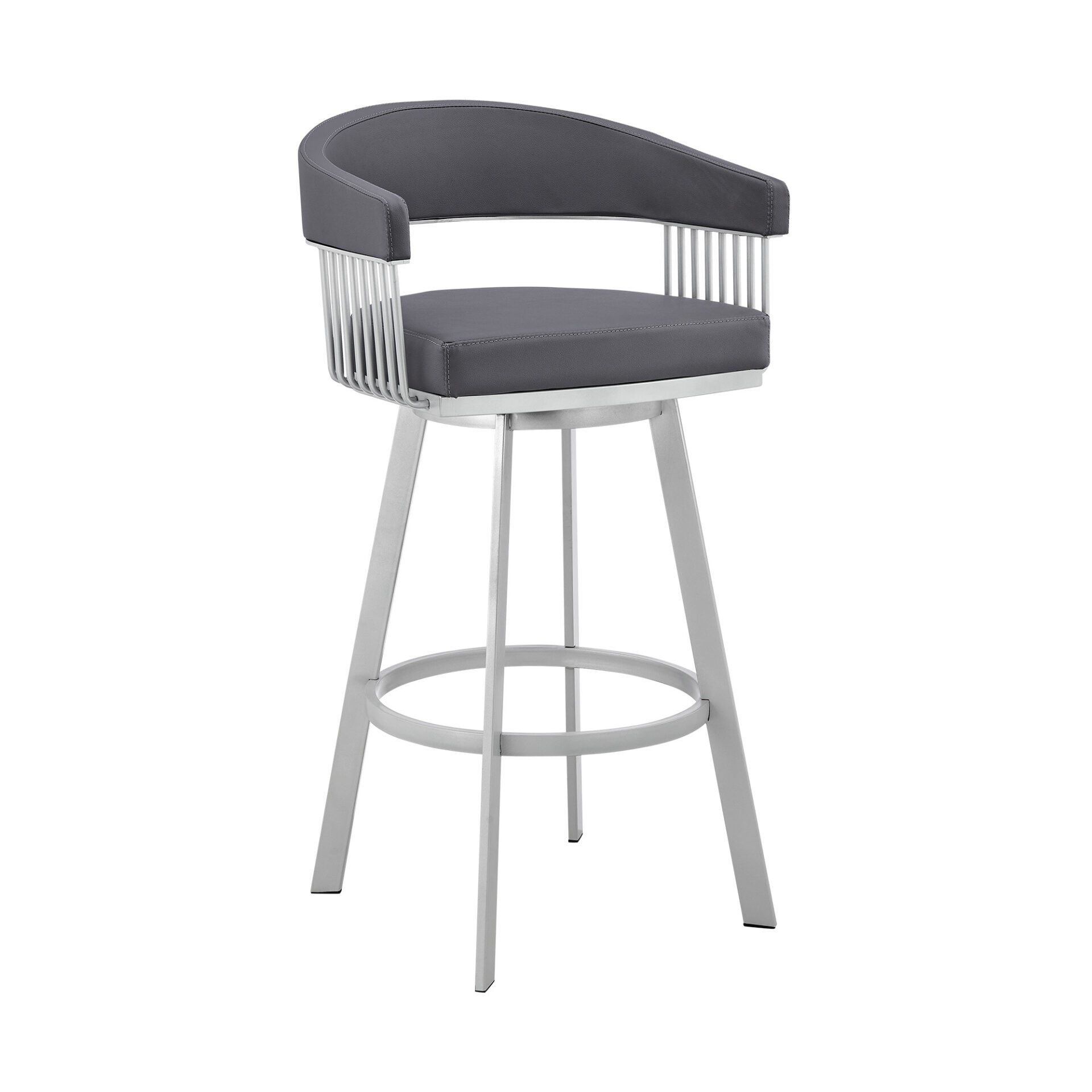 29 Inch Slate Gray Swivel Bar Stool with Low Back 1 29 Inch Slate Gray Swivel Bar Stool with Low Back