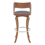 39 Inch Gray and Brown Swivel Bar Stool with Footrest