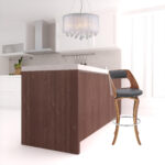 39 Inch Gray and Brown Swivel Bar Stool with Footrest
