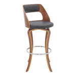 39 Inch Gray and Brown Swivel Bar Stool with Footrest