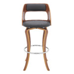 39 Inch Gray and Brown Swivel Bar Stool with Footrest