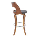 39 Inch Gray and Brown Swivel Bar Stool with Footrest