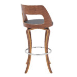 39 Inch Gray and Brown Swivel Bar Stool with Footrest