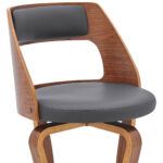 39 Inch Gray and Brown Swivel Bar Stool with Footrest