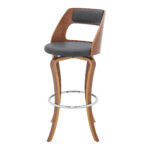 39 Inch Gray and Brown Swivel Bar Stool with Footrest