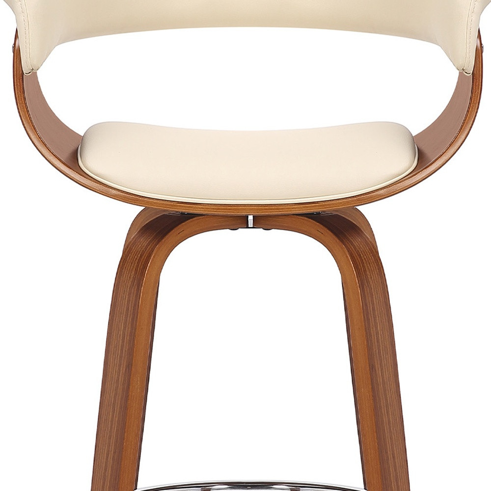 27-Inch Cream and Brown Swivel Low Back Bar Stool 9 27-Inch Cream and Brown Swivel Low Back Bar Stool - Image 9