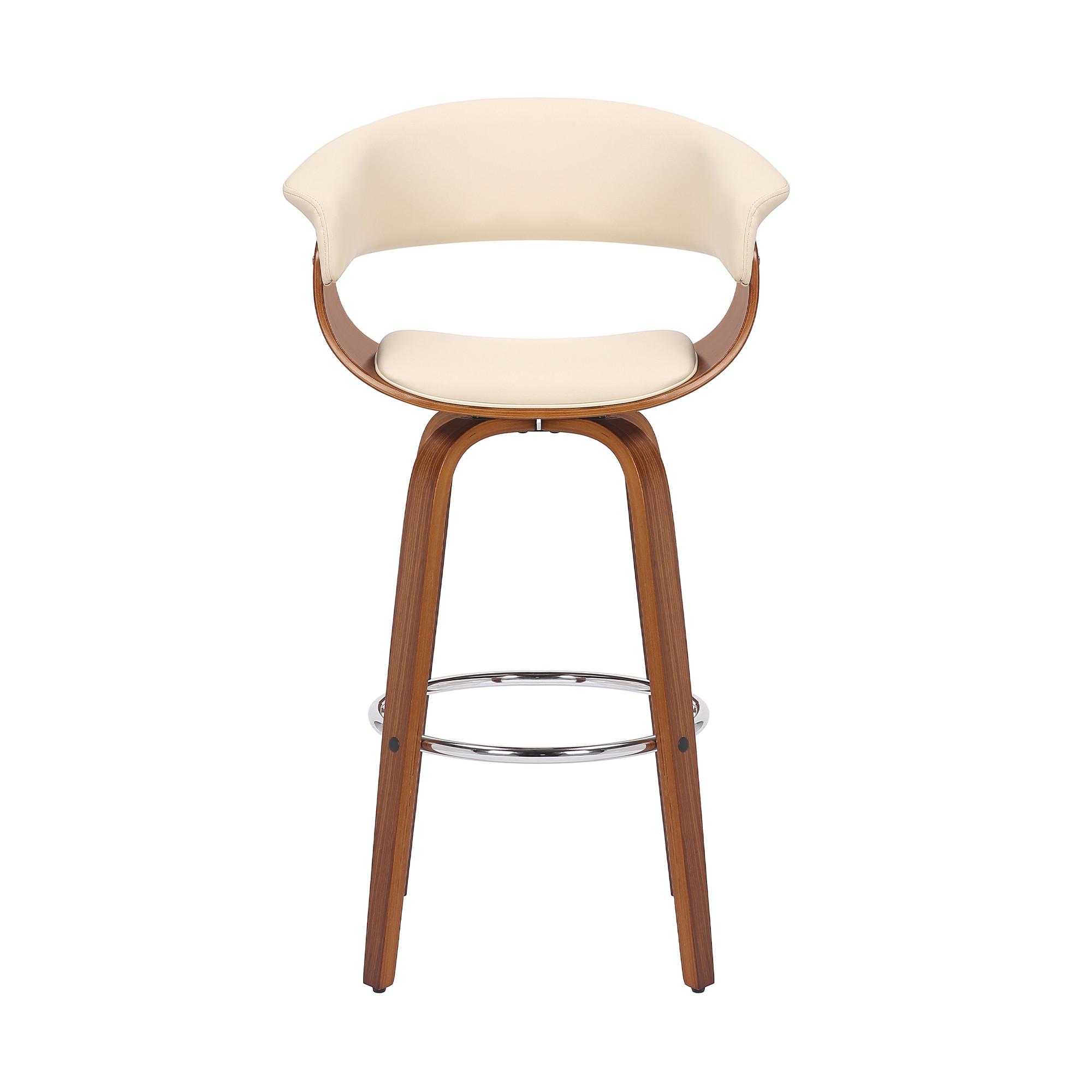 27-Inch Cream and Brown Swivel Low Back Bar Stool 2 27-Inch Cream and Brown Swivel Low Back Bar Stool - Image 2