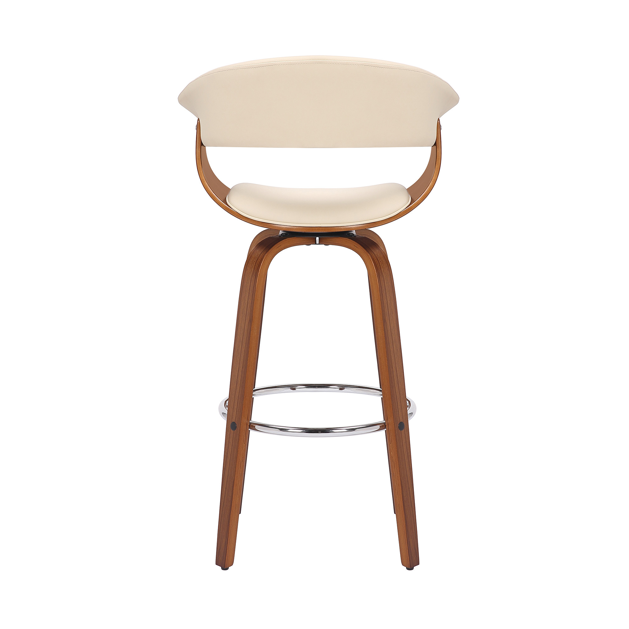 27-Inch Cream and Brown Swivel Low Back Bar Stool 6 27-Inch Cream and Brown Swivel Low Back Bar Stool - Image 6