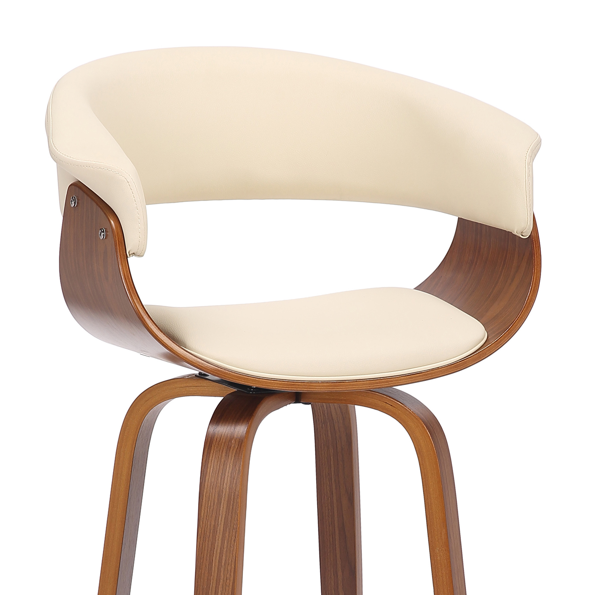 27-Inch Cream and Brown Swivel Low Back Bar Stool 7 27-Inch Cream and Brown Swivel Low Back Bar Stool - Image 7