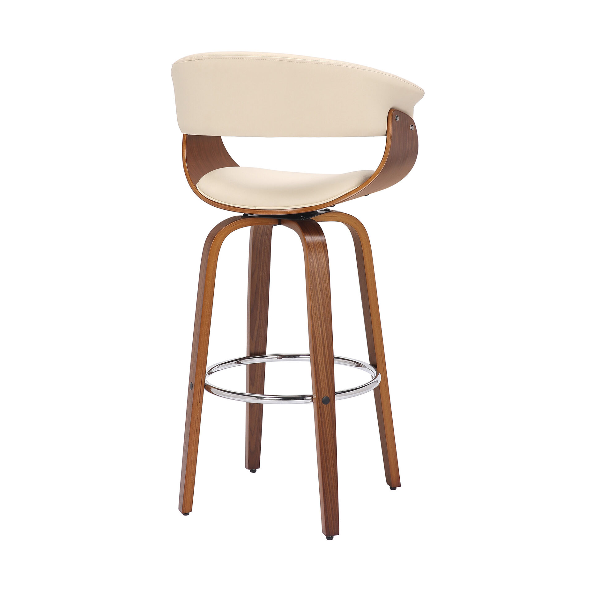 31 Inch Cream and Brown Swivel Faux Leather Bar Stool 5 31 Inch Cream and Brown Swivel Faux Leather Bar Stool - Image 5