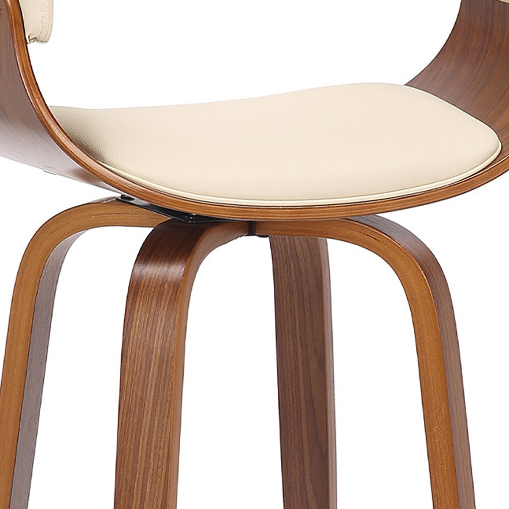 31 Inch Cream and Brown Swivel Faux Leather Bar Stool 9 31 Inch Cream and Brown Swivel Faux Leather Bar Stool - Image 9