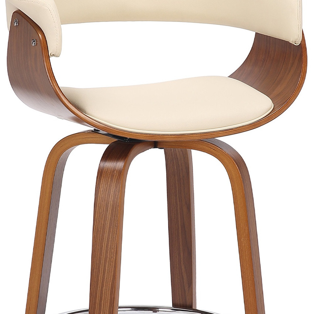 31 Inch Cream and Brown Swivel Faux Leather Bar Stool 8 31 Inch Cream and Brown Swivel Faux Leather Bar Stool - Image 8