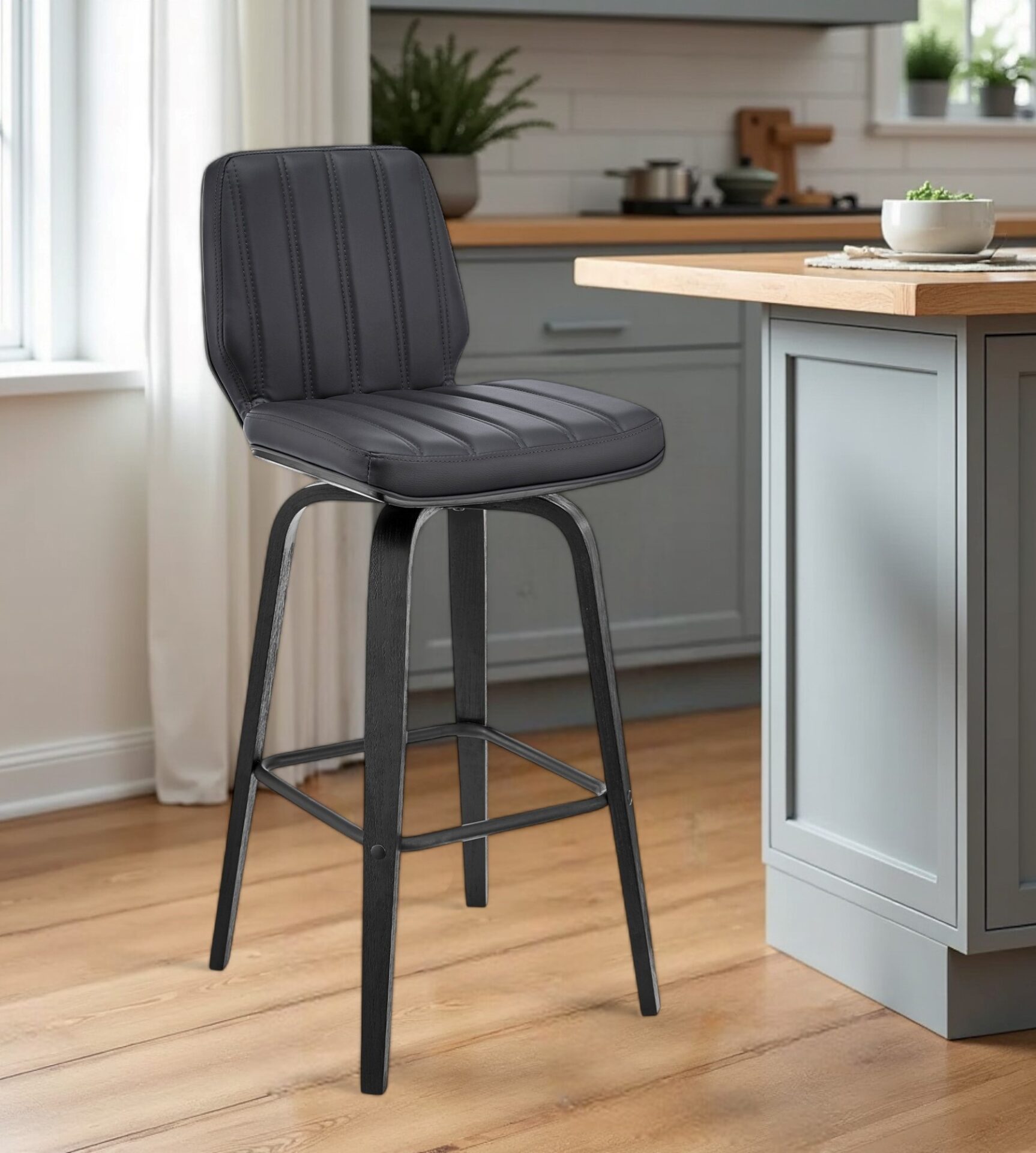 27-Inch Gray and Black Swivel Counter Height Bar Stool 1 27-Inch Gray and Black Swivel Counter Height Bar Stool