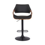 25" Adjustable Height Black Swivel Bar Stool with Walnut Wood 12 25" Adjustable Height Black Swivel Bar Stool with Walnut Wood