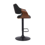 25" Adjustable Height Black Swivel Bar Stool with Walnut Wood 13 25" Adjustable Height Black Swivel Bar Stool with Walnut Wood