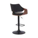 25" Adjustable Height Black Swivel Bar Stool with Walnut Wood 14 25" Adjustable Height Black Swivel Bar Stool with Walnut Wood