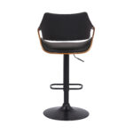 25" Adjustable Height Black Swivel Bar Stool with Walnut Wood 15 25" Adjustable Height Black Swivel Bar Stool with Walnut Wood