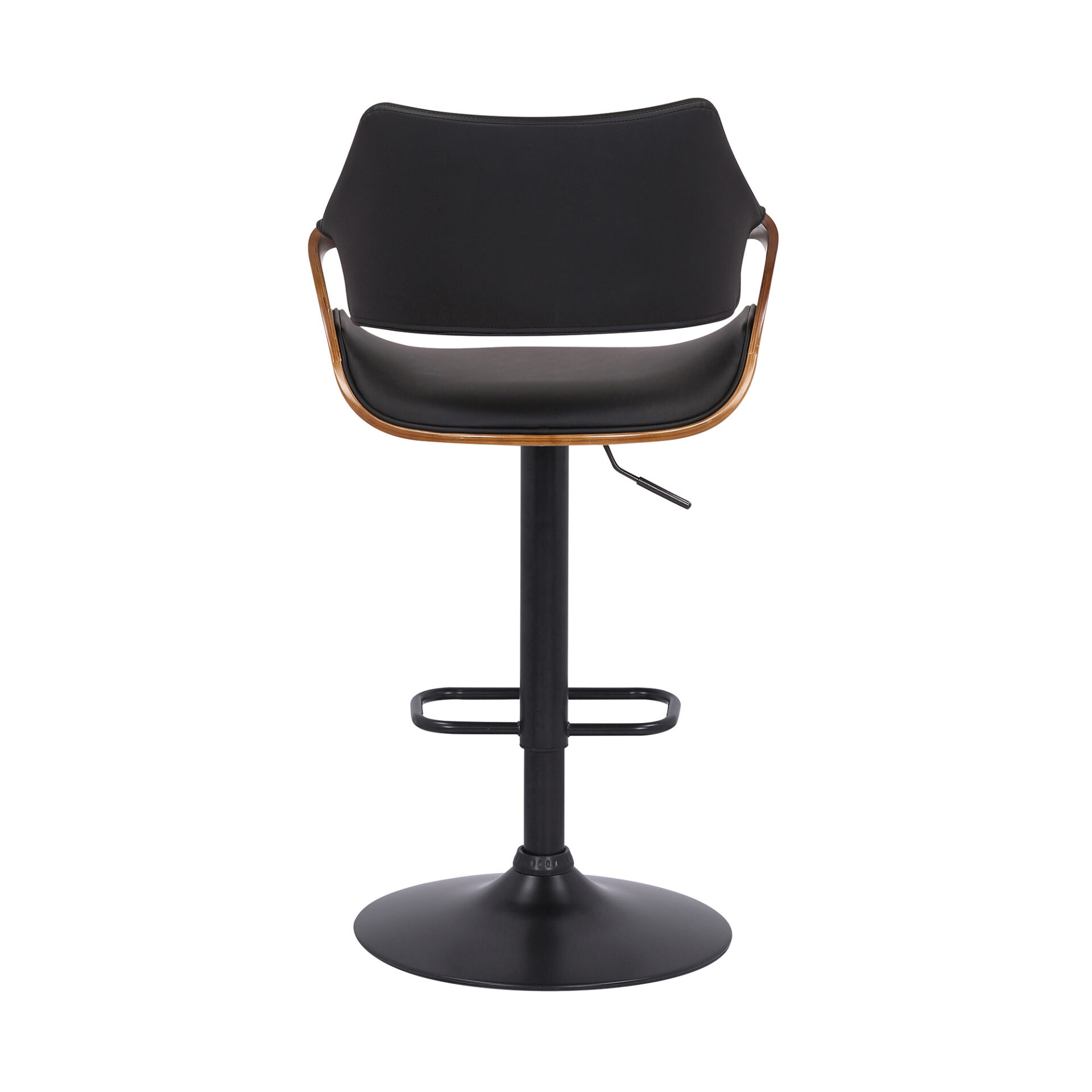 25" Adjustable Height Black Swivel Bar Stool with Walnut Wood 6 25" Adjustable Height Black Swivel Bar Stool with Walnut Wood - Image 6