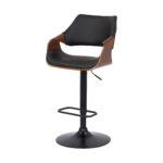25" Adjustable Height Black Swivel Bar Stool with Walnut Wood 17 25" Adjustable Height Black Swivel Bar Stool with Walnut Wood