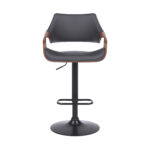 45 Inch Gray Faux Leather Adjustable Swivel Bar Stool