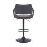 45 Inch Gray Faux Leather Adjustable Swivel Bar Stool