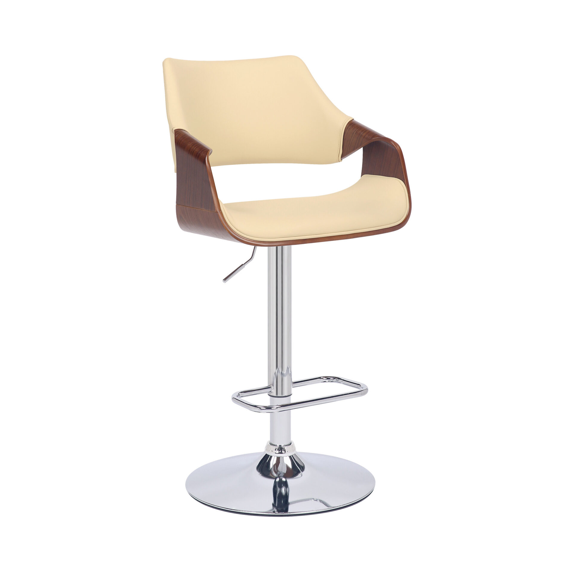 45 Inch Cream and Silver Adjustable Swivel Bar Stool with Footrest 1 45 Inch Cream and Silver Adjustable Swivel Bar Stool with Footrest