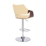 45 Inch Cream and Silver Adjustable Swivel Bar Stool with Footrest 13 45 Inch Cream and Silver Adjustable Swivel Bar Stool with Footrest