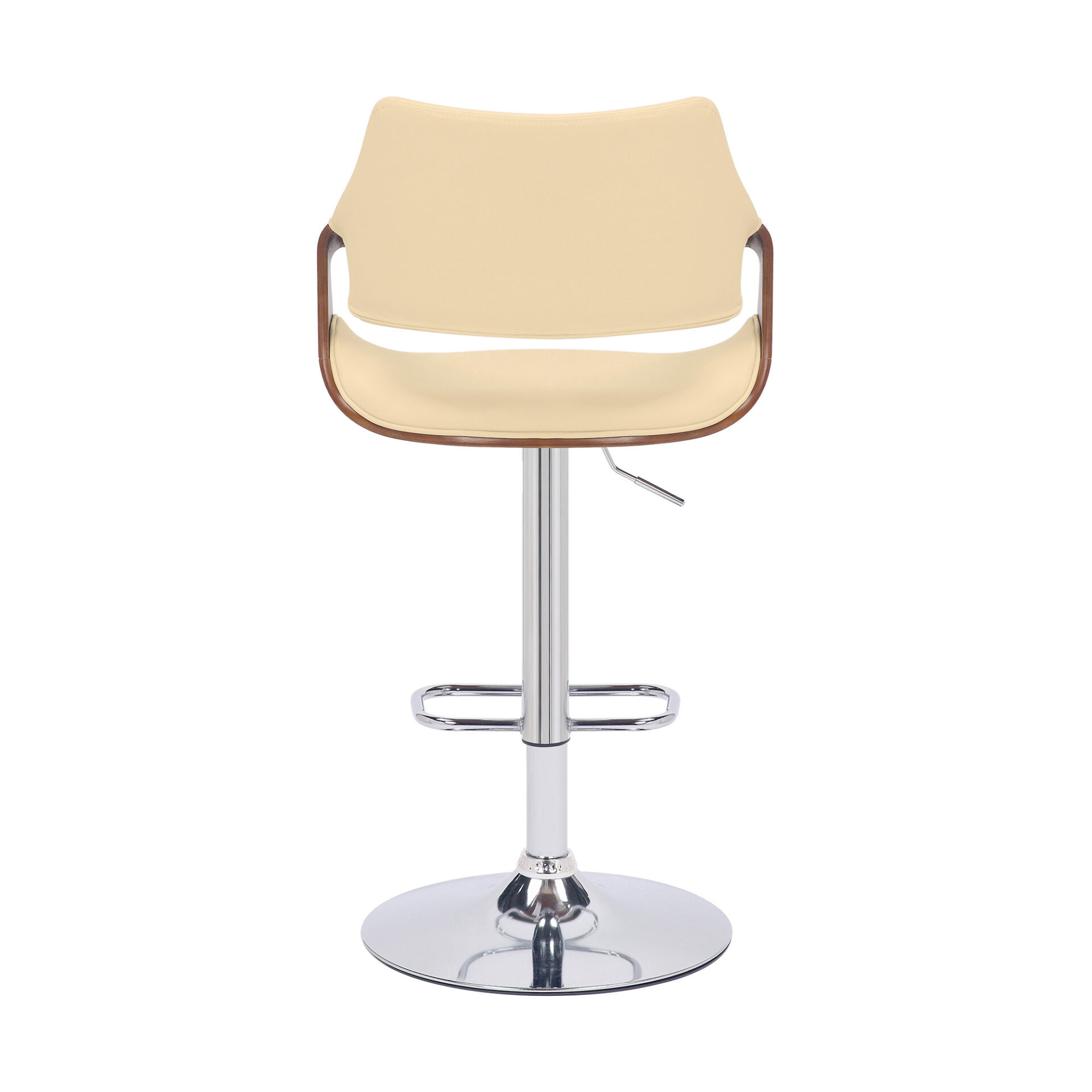 45 Inch Cream and Silver Adjustable Swivel Bar Stool with Footrest 5 45 Inch Cream and Silver Adjustable Swivel Bar Stool with Footrest - Image 5