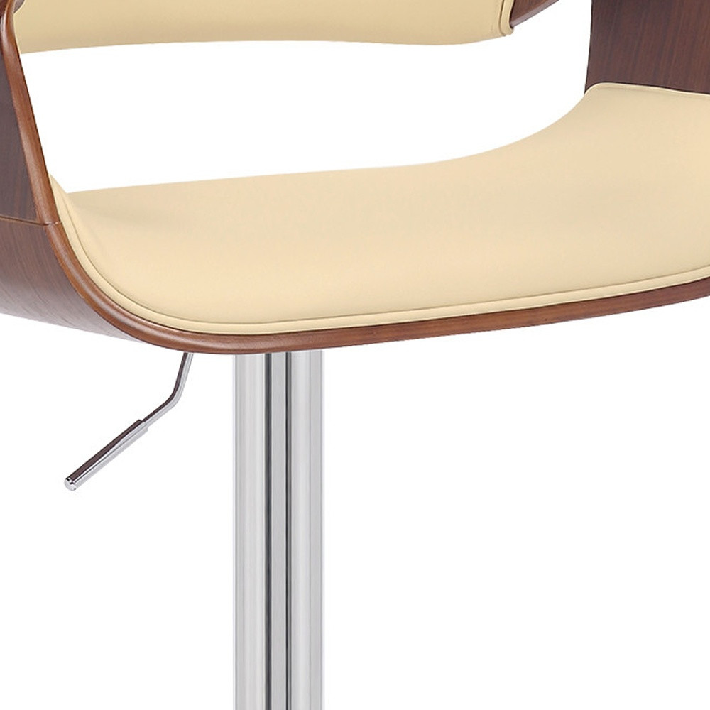 45 Inch Cream and Silver Adjustable Swivel Bar Stool with Footrest 7 45 Inch Cream and Silver Adjustable Swivel Bar Stool with Footrest - Image 7