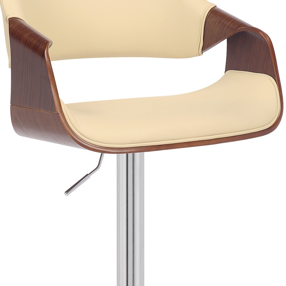 45 Inch Cream and Silver Adjustable Swivel Bar Stool with Footrest 8 45 Inch Cream and Silver Adjustable Swivel Bar Stool with Footrest - Image 8