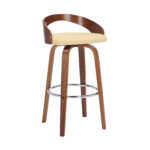 30-Inch Cream and Brown Swivel Low Back Bar Stool