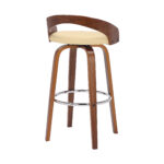 30-Inch Cream and Brown Swivel Low Back Bar Stool