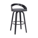 31 Inch Gray Faux Leather Swivel Counter Height Bar Stool